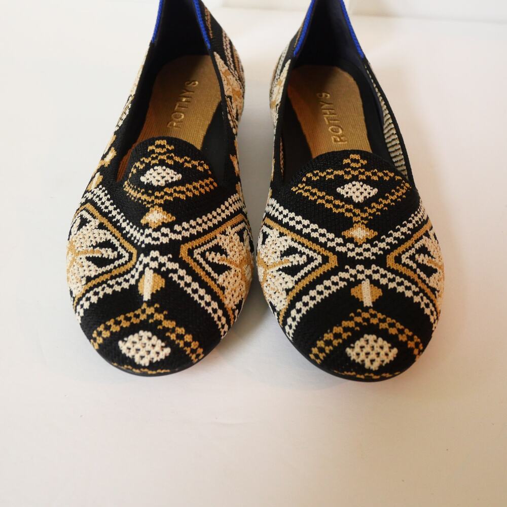 Rothy's Women's 6 Lounge Loafer Shoes Dark Boho Black Gold Slip On Shoes NEW - Picture 6 of 10
